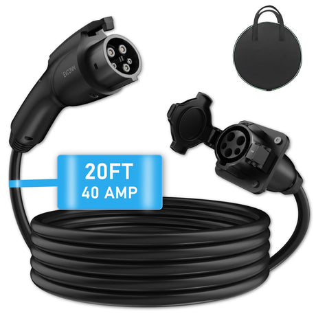 EVCONN J1772 Extension Cable, 20ft 40A 110V-240V EV Charger Extension Cable Compatible with All J1772 EV Chargers for Level 1/2 Stations with Carrying Bag EVCONN