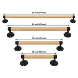 Purife 1ft Wood Handrail for Indoor Stairs, Wood Staircase Handrail W/s Black Sturdy Metal Brackets, Stair Banister Rrailing Wood Safety Grab Bar for Elderly & Kids Purife