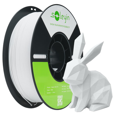 SOLEYIN 3D Printer Filament 1.75mm Ultra PLA Filament 300mm/s High Speed Accuracy +/- 0.02mm, Enhanced Toughness No Warp, 1kg Spool (2.2lbs), Fit Most FDM 3D Printer, PLA White SOLEYIN