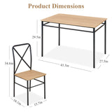VECELO 5-Piece Kitchen Dining Table Set, Wood Tabletop & Heavy-Duty Metel Frame, Rectangle Dinette with 4 Chairs for Small Space, Breakfast Nook, Natural & Black VECELO