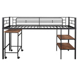 Harper & Bright Designs Low Loft Bed with Desk, Twin Size Metal Loft Bed Frame with Storage Shelves for Kids (Twin Size, Black) Harper & Bright Designs