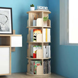 4-Tier Rotating Wooden Bookshelf Organizer for Kids and Adults - Solid Wood Display Rack for Any Room TNUEEIO