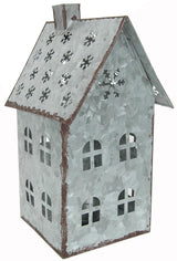 Sweet Summer Living Tabletop Farmhouse Decor, Tin Houses, Christmas Display Village House 9 Inch Height X 5.25 Inch Width X 4.5 Inch Length Metal Galvanized Antique Gray Sweet Summer Living