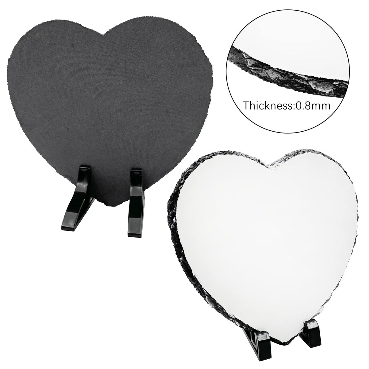 XHKDSYMC 1 PC Sublimation Slate Blanks, Heart Shape Sublimation Blank Slate Rock Stone 7.9x7.9 Inch Sublimation Photo Slate with Display Holder for Heat Press Printing XHKDSYMC