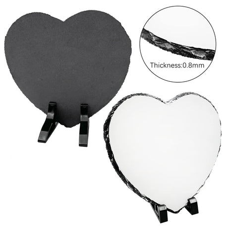 XHKDSYMC 1 PC Sublimation Slate Blanks, Heart Shape Sublimation Blank Slate Rock Stone 7.9x7.9 Inch Sublimation Photo Slate with Display Holder for Heat Press Printing XHKDSYMC