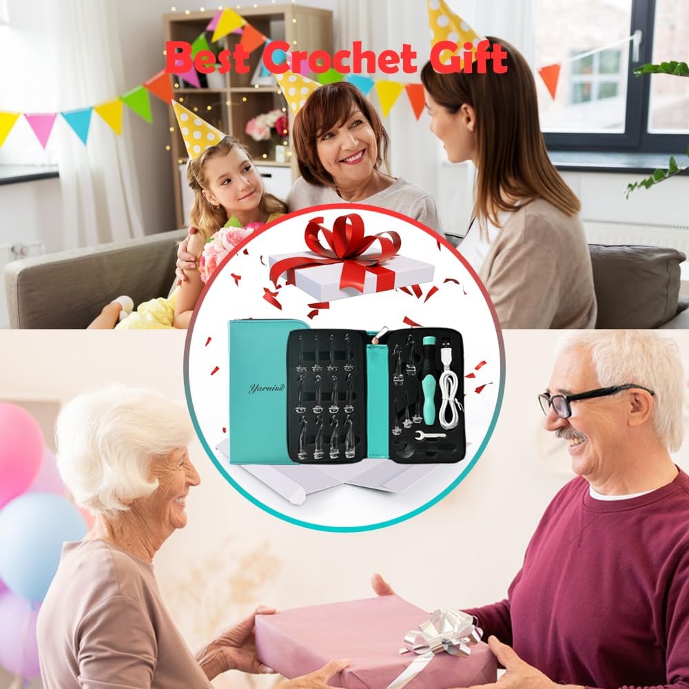 Yarniss Lighted Crochet Hooks Set 2.5mm~14.0mm, 17 Sizes Light Up Crochet Hooks with Case Yarniss