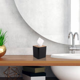 Tissue Box Cover,Tissue Holders,Tissue Box Holder for Bathrooms,Bamboo Cover Plate,Home and Office,5 * 5 * 5.4in (Black) MOCHTERO