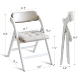 Asnefeli Wood Folding Chairs with Padded Seats, Wooden Folding Chairs Set of 2, Foldable Dining Chair with Cushion, Stackable Extra Chair for Indoor Outside Events, Party, Wedding (White Gray) Asnefeli