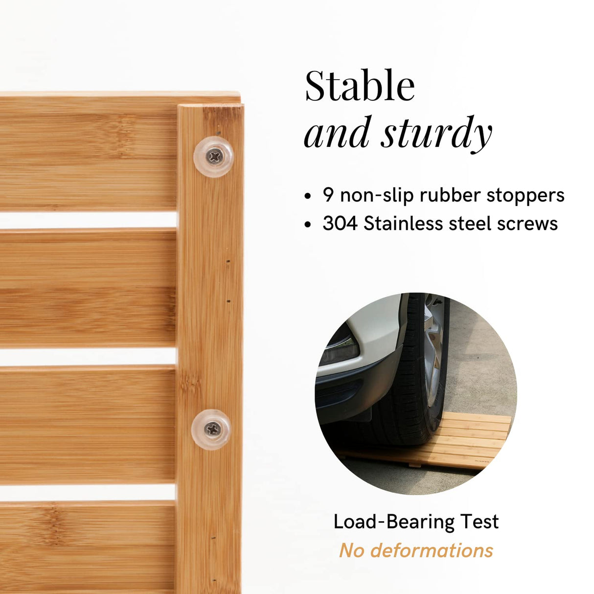 GOBAM Natural Bamboo Bath Mat - Non-Slip Shower & Bathtub Mat, Easy Clean Indoor & Outdoor Floor Mat for Spa, Sauna, Pool - Small 19.7 x 13 inches GOBAM