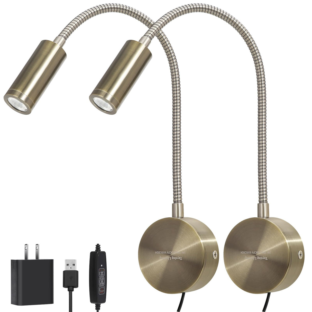 Taysing LED Reading Light 3W 270lm Dimmable Timing Wall Mounted Reading Lamp Wall Sconces Bed Lamps Task Directional LED Gooseneck Light for Bedside Headboard Bunk Bed 2 Pack(Soft White 3000K) Taysing