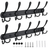 TICONN Wall Mounted Coat Rack, Five Heavy Duty Tri Hooks All Metal Construction for Jacket Coat Hat in Mudroom Entryway (Matte Black, 2-Pack) TICONN