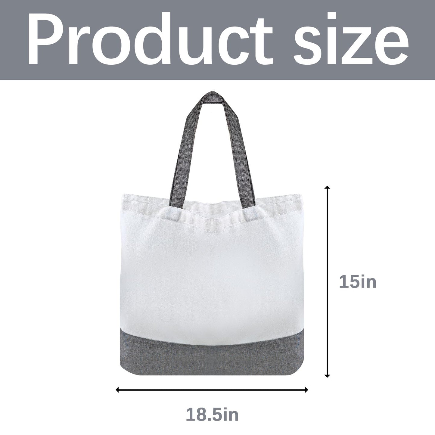 OKBA 10 pcs Sublimation Tote Bags,polyester tote bags for sublimation, blank canvas tote bags for DIY Crafting and Decorating (10, grey/White)