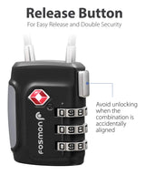 Fosmon TSA Approved Cable Locks for Luggage, Suitcase, Gun Case Lock with Push Release Button, 3 Digit Long Shackle Combination Wire Lock for Backpack Fosmon