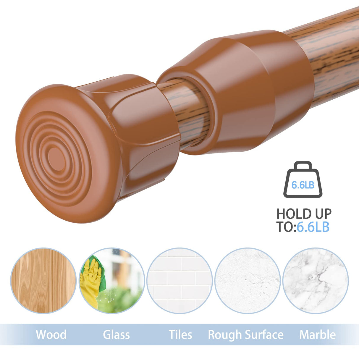 AIZESI Spring Tension Curtain Rods Short Tension Rod (Wood, 16" to 28"-2Pcs, Optimum Scope of Application 16 to 24 inch, Can't Hang Heavy Curtains) AIZESI