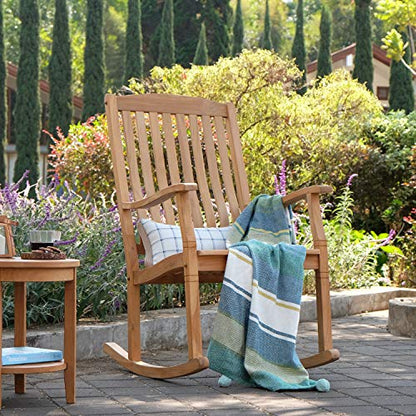 Cambridge Casual Arie Patio Porch Rocking Chair for Outdoor, Single Item/Natural Teak