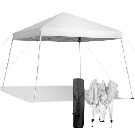 VINGLI 8x8 ft Pop Up Canopy Tent, Easy Up Outdoor Tent Canopy, Foldable Portable Canopies for Camping, Patio, Outdoor Gazebo Slant Legs, Outdoor Instant Shelter Canopies with Carry Bag, White VINGLI