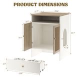 Cat Litter Box Enclosure Furniture Hidden - Indoor 3-in-1 Wooden Cat House & Washroom Cabinet with Scratching Board Doors, Shelf and Feeder Bowls, 23.6”x17.7”x32.7”H Faceket