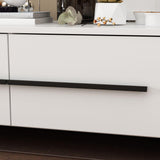 FAMAPY Modern TV Console Extendable Media Console, Adjustable Length, Contemporary Entertainment Center with Drawers and Legs, for Living Room White and Black (95”-133.9”W x 15.2”D x 13.1”H) FAMAPY