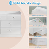 Vabches Kids Dresser Cabinet with 7 Drawers and Large Table Top, Multi-Functional Chest of Drawers, Baby Dresser, Kids Bedroom Furniture, Nightstand for Child’s Room, White Vabches