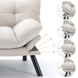 Edbuosy Comfortable Futon Sofa Bed, Memory Foam Loveseat, Convertible Adjustable Sofa Bed CouchSuitable for Office, Home, and Bedroom (White) Edbuosy