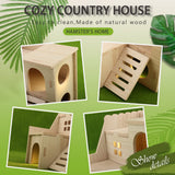 Tiny Hamster Maze Wood House Fun Slide House Double-Decker Hut for Dwarf Gerbil Mouse Mice Rat Small Animals(Only for Small Hamster) kcrygogo