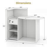 SILKYDRY Reception Desk, Small Retail Checkout Counter with Lockable Drawer and Open Shelves, Wooden Front Desk Reception Counter, Oval Desktop & L Counter for Store Office Lobby Salon (White) SILKYDRY