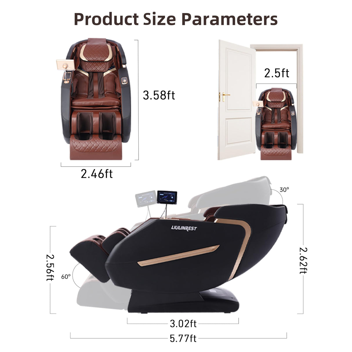 LIULINREST 2025 4D Massage Chair Full Body, Zero Gravity Massage Chair with SL-Track & Heating, Massage Shiatsu Recliner Chair with Smart Voice Control, Touchable Screen, Airbags, Foot Rollers (Brown) LIULINREST
