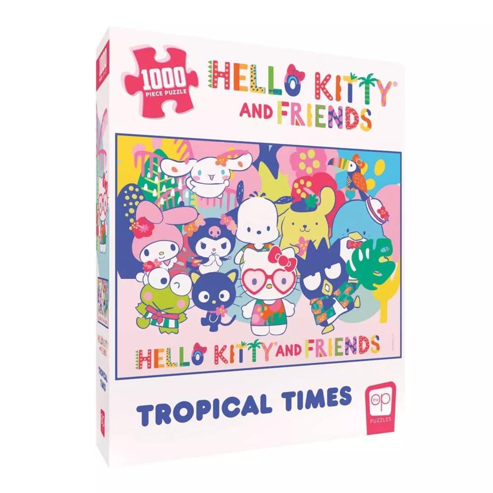 Hello Kitty and Friends Tropical Times 1,000 Piece Jigsaw Puzzle | Collectible Puzzle Artwork Featuring Hello Kitty, Cinnamoroll, Keroppi | Officially-Licensed Hello Kitty Puzzle & Merchandise USAOPOLY