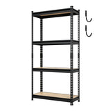 JEKOSEN 3200Lbs Storage Shelves Heavy Duty 4 Tier Adjustable Garage Shelving,Utility Rack Shelf Units for Closet Pantry Basement Kitchen Warehouse,30" Wx12 Dx60 H,Black JEKOSEN