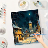 TAOPAOLAB Winter Paint by Numbers Kit for Adults - DIY Snowy Village Night Scene Painting on Canvas 16x20 Inches, Acrylic Paint Set, Suitable for Beginners, Holiday Art for Home Decoration or Gifts TAOPAOLAB