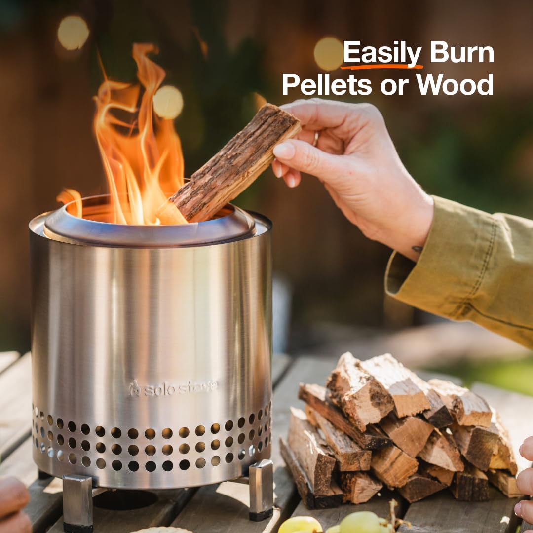 Solo Stove Mesa XL, 7 Inch Tabletop Fire Pit with Stand - Smokeless, Stainless Steel Fire Pit for Camping, Outdoor & Patio- Wood Burning or Pellet Fueled Portable Bonfire, 2.3lbs, Water Solo Stove