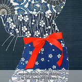 LIGICKY Noren Japanese Style Doorway Curtain Cat with Traditional Chinese Floral Printed Door Tapestry Boho Décor Room Divider Curtains, 33.5" Width x 59" Long Navy Blue LIGICKY