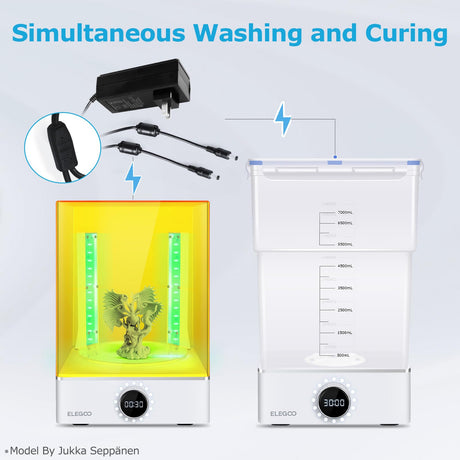 ELEGOO Mercury X Bundle Cure and Wash Large UV Curing Machine Resin Washing and Curing Machine for LCD/DLP/SLA 3D Printer Models ELEGOO
