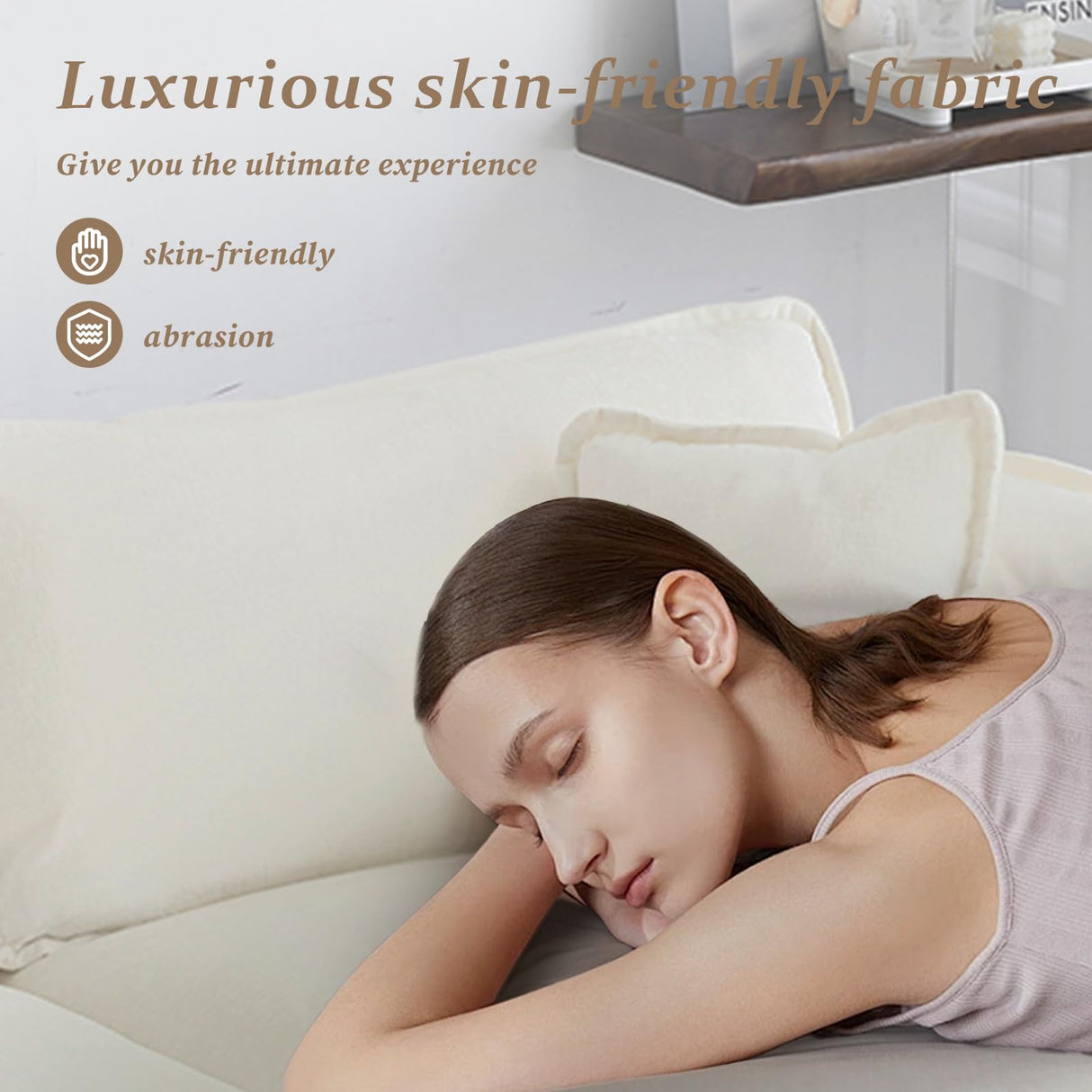 SoarFlash Chenille Sectional Sofa, Comfy Modular Loveseat Sofa, Modern 2-Seat Couch Deep Seat Sofa Set for Living Room,White SoarFlash