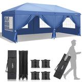 VINGLI 10x20 Pop Up Canopy Tent with Sidewalls, Outdoor Gazebo Canopy Tent, Patio Event Tents Outdoor Commercial Canopy for Parties (Blue) VINGLI