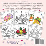 Food and snacks coloring book: Over 50 bold easy and simple drawing for kids and adults WoodArtSupply
