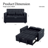 POYISOU Modern 3 in 1 Convertible Sleeper Sofa Couch Bed with USB, Adjustable Backrest Velvet Pull Out Sofa Bed, Loveseat Sleeper Couch, Couches for Living Room, Bedroom, Apartment, Black POYISOU