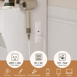 Fameill Vanity Desk with Mirror and Lights, White Makeup Vanity with 3 Color Lighting & 2 Large Drawers, Small Vanity with Charge Station and Stool, Vanity Set with Hidden Sliding Jewelry Cabinet Fameill