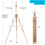 MEEDEN Tripod Field Painting Easel with Carrying Case - Solid Beech Wood Universal Tripod Easel Portable Painting Artist Easel, Perfect for Painters Students, Landscape Artists, Hold Canvas up to 34" MEEDEN
