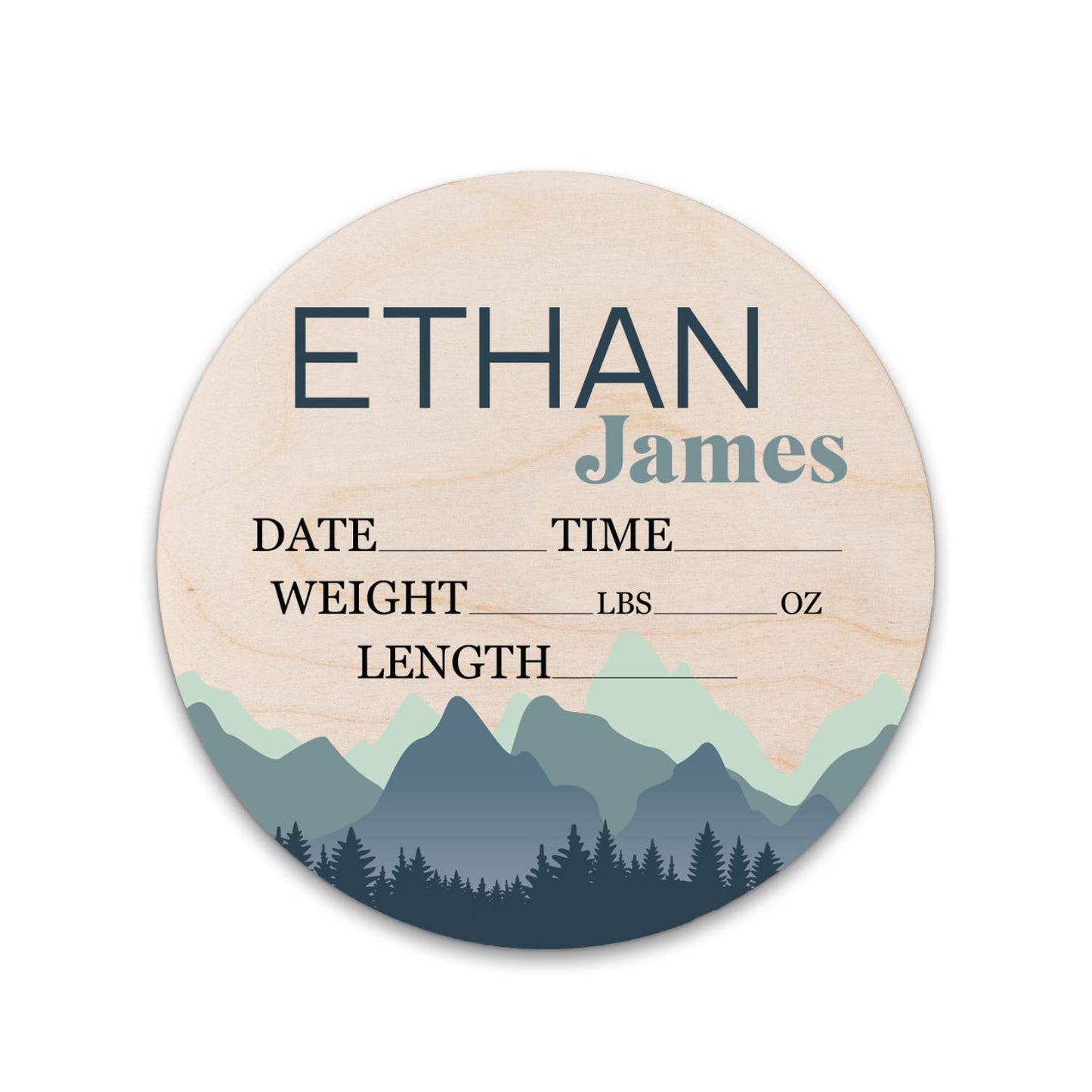 Birth Stat Sign Personalized for Newborn Baby, Ethan James Design, Crib & Nursery Decor, Photography Prop, Baby Shower Gifts, Gender Reveal, - WoodArtSupply