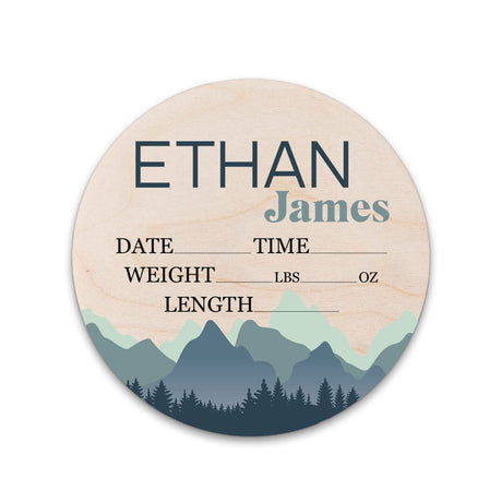 Birth Stat Sign Personalized for Newborn Baby, Ethan James Design, Crib & Nursery Decor, Photography Prop, Baby Shower Gifts, Gender Reveal, Hickory Hollow Designs