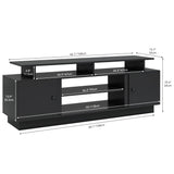 YITAHOME Modern TV Stand with LED Lights for up to 80 Inch TVs, Entertainment Center with Storage Cabinets & Movable Partition for Living Room (Black) YITAHOME