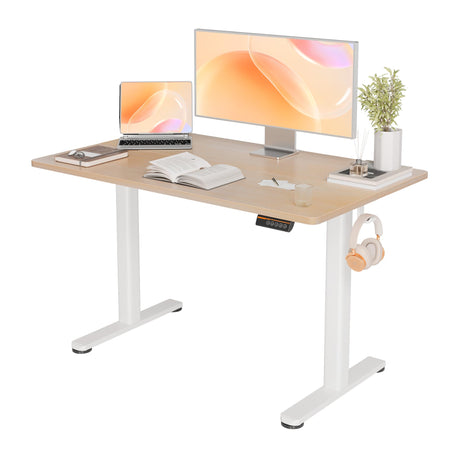 YDN Electric Standing Desk, Adjustable Height Stand up Desk, 48x24 Inches Sit Stand Home Office Desk with Splice Board,Natural Top YDN