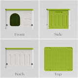 Plastic Cat House for Outdoor Indoor Use, Stackable Feral Cat Shelter Indoor Cat House Insulated Weatherproof Waterproof Elevated with Cat Scratching Board & Cushion (Green) TSEHOOHOO