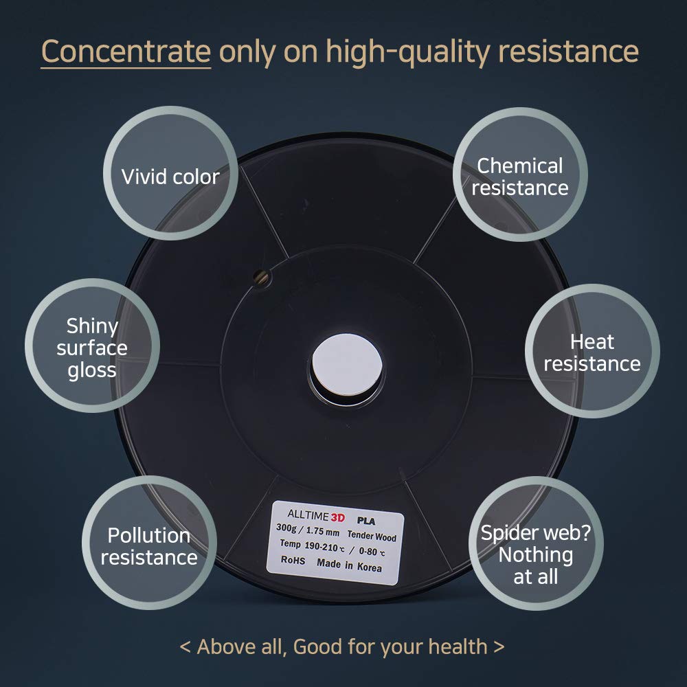 PLA 3D Printing Filament - ALLTIME3D - Tender Wood 300g (0.66lbs) - 1.75mm Dimensional Accuracy +/- 0.05mm 3D Printer Pen for Professional. World Leader in alltime 3D Filament (Tender Wood) ALLTIME3D