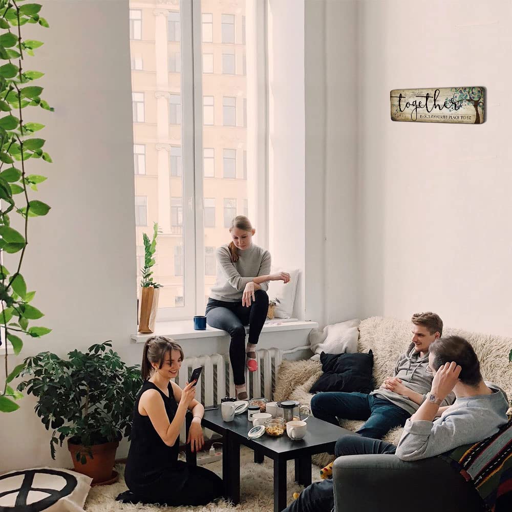 Family Wall Art Decor Inspirational Quotes Wall Hanging Sign-Together is Our Favorite Place to Be-Motivational Home Wall Art Decor Wood Plaque Sign 16"x5" SAC SMARTEN ARTS