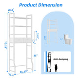 Simple Trending 4 Tier Over The Toilet Storage with Drawers, Heavy Duty Bathroom Stand Organizer Metal Shelves for Laundry, White Simple Trending
