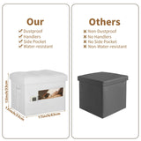 BelugaHelper Ottoman with Storage. Leather Foldable Ottomans with Thick Foam Padded Seat. Foot Rest Stool Storage for Living Room and Bedroom. Side Pockets and Handles Designed. 17x13x13in, White BelugaHelper