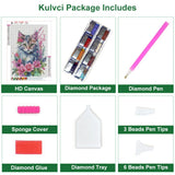 Kulvci Cat Diamond Painting Kits for Adults, Round Full Drill Diamond Art Kits, 5D DIY Diamonds Crafts for Home Wall Decoration Gifts 12×16Inch Kulvci