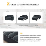 FENFSHE Futon Sofa Bed, Modern Velvet 3 in 1 Sleeper Sofa Couch Bed, Pullout Couch Bed with Adjustable Backrest, Storage Pockets and Toss Pillows for Living Room, Bedroom (Black) FENFSHE